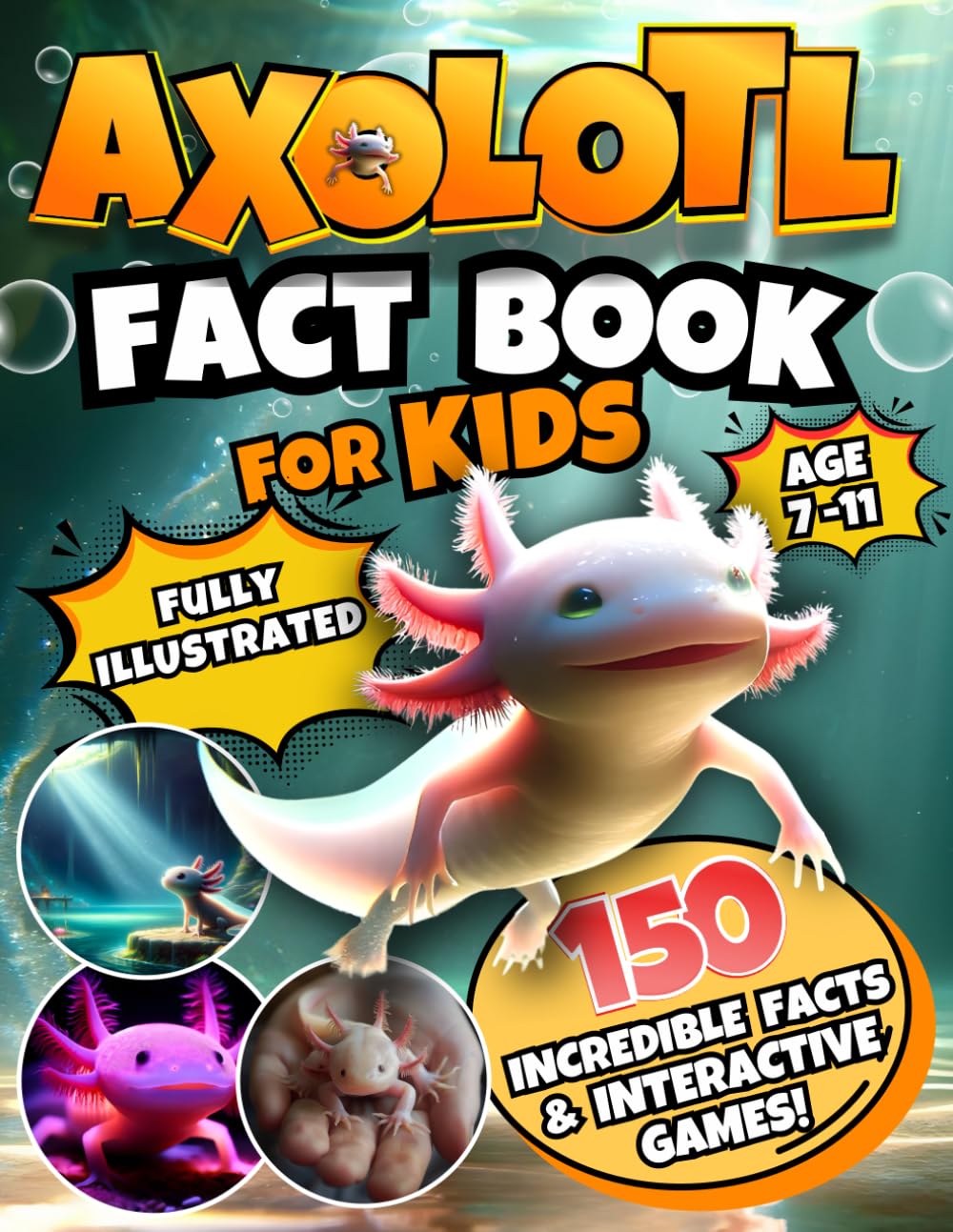 Axolotl Fact Book for Kids: A Fully Illustrated Journey | Uncover 150 Incredible Facts About This Cute Amphibian and Enjoy Interactive Games!
