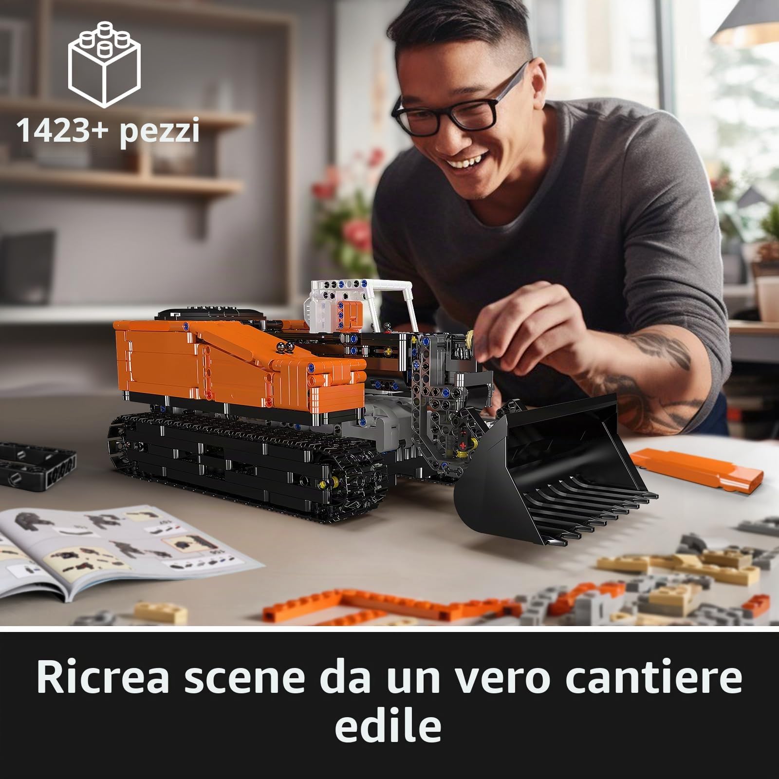 Mould King 17054 Tecnica Bulldozer Mattoni da costruzione tecnica, telecomando per applicazione, bruchi, caricatore telescopico con motori, kit di costruzione, giocattoli, regali per 14 anni