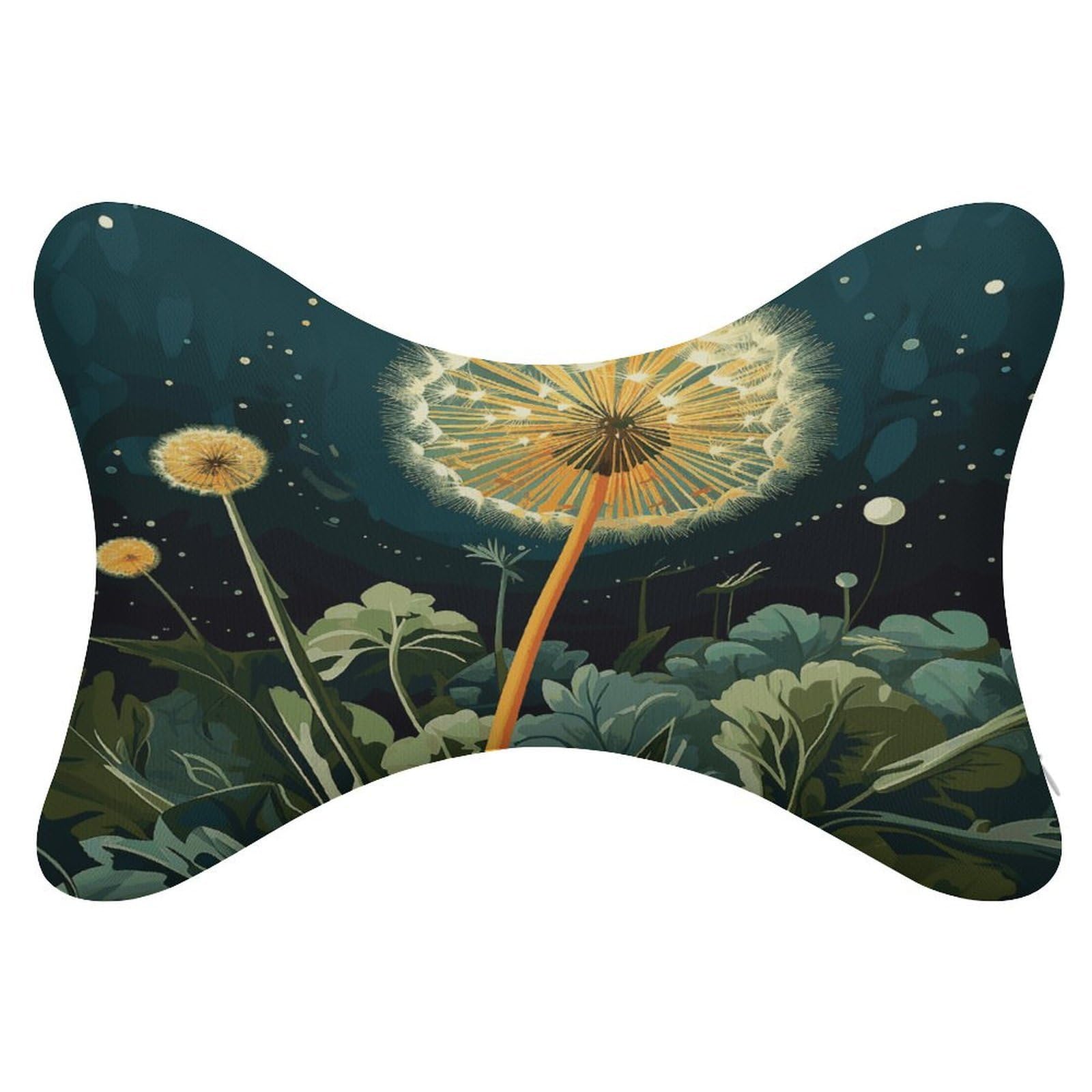 JTREHY 2 Pack Dandelions at Night Car Headrest Pillow Memory Foam Car Neck Pillows Soft Comfortable Vehicle Neck Pillows Non-Slip Headrest Cushion Universal Car Pillow for Neck Pain Relief