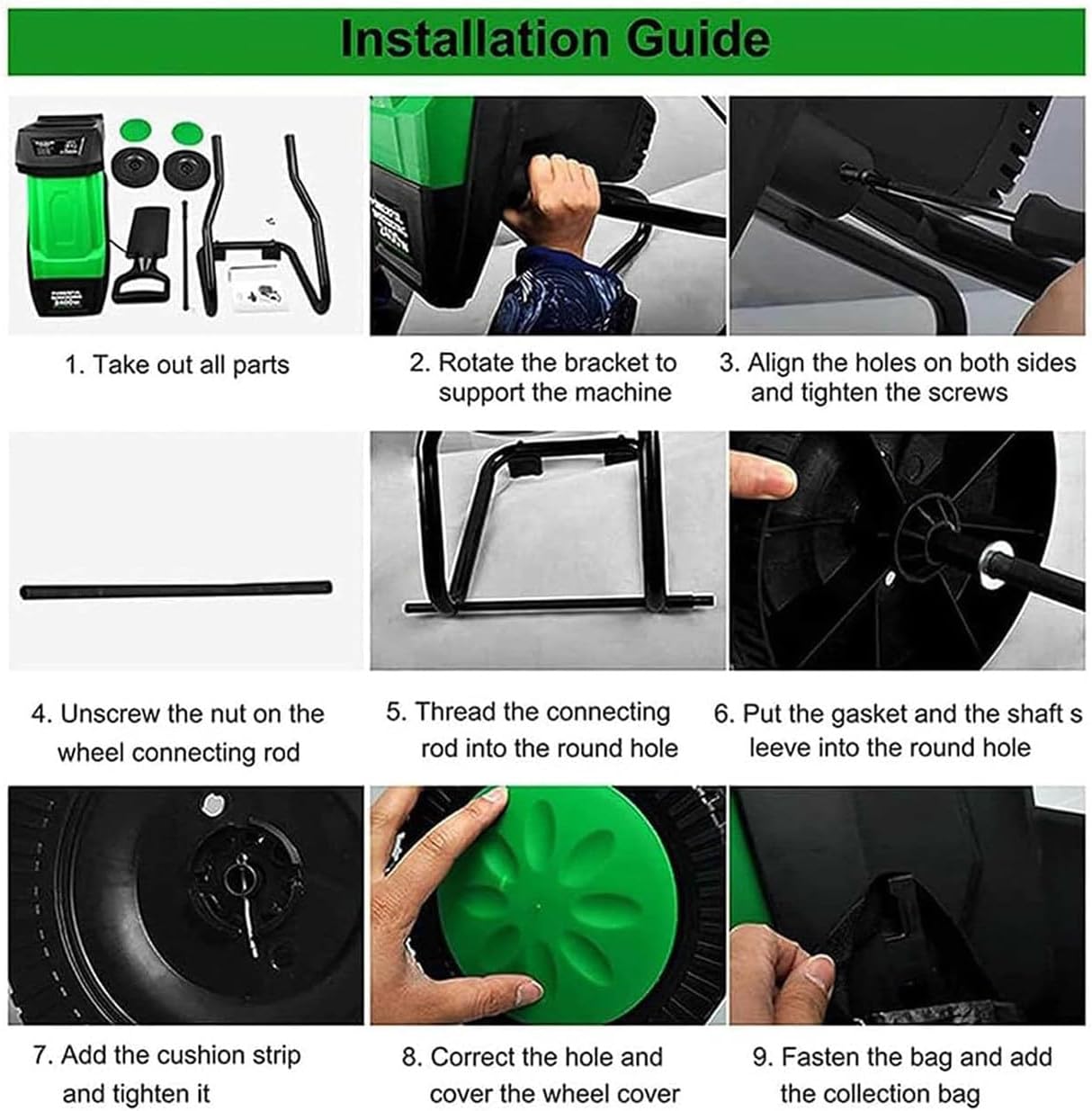 2400W Electric Garden Shredder, Wood Chipper Garden Mulcher for Leaves and Branches with 50L Collection Bag & Wheels, Max Diameter 40mm, for Yard Cleanup, Composting Grey