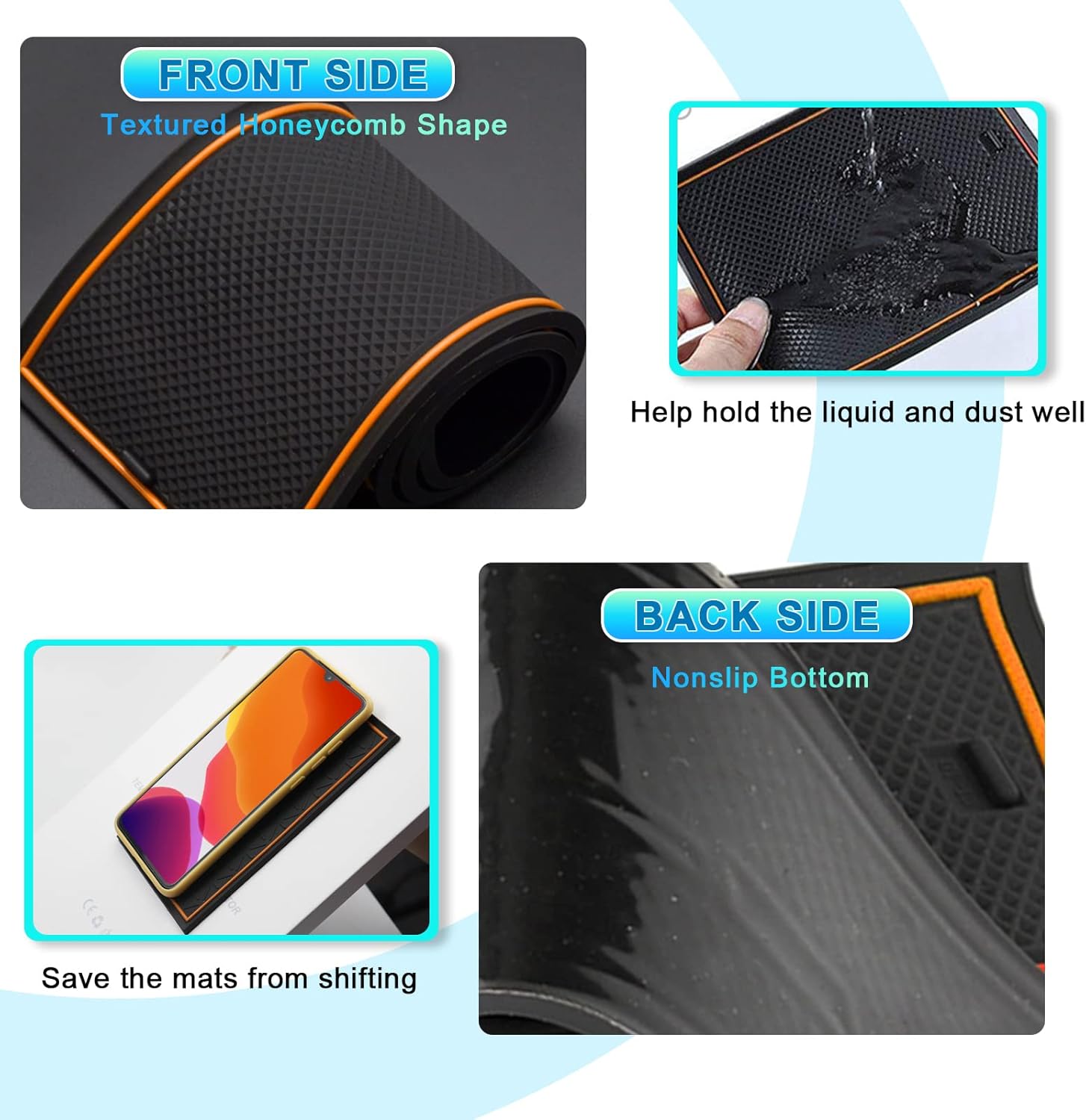 CDEFG Custom Fit for 2022-2024 Maverick Pickup Truck Door Slot Mat Center Console Pocket Liner Mats 2024 Maverick Truck Accessories Cup Holder Inserts Coaster Pad Anti Slip Mats, 15PCS (Orange)