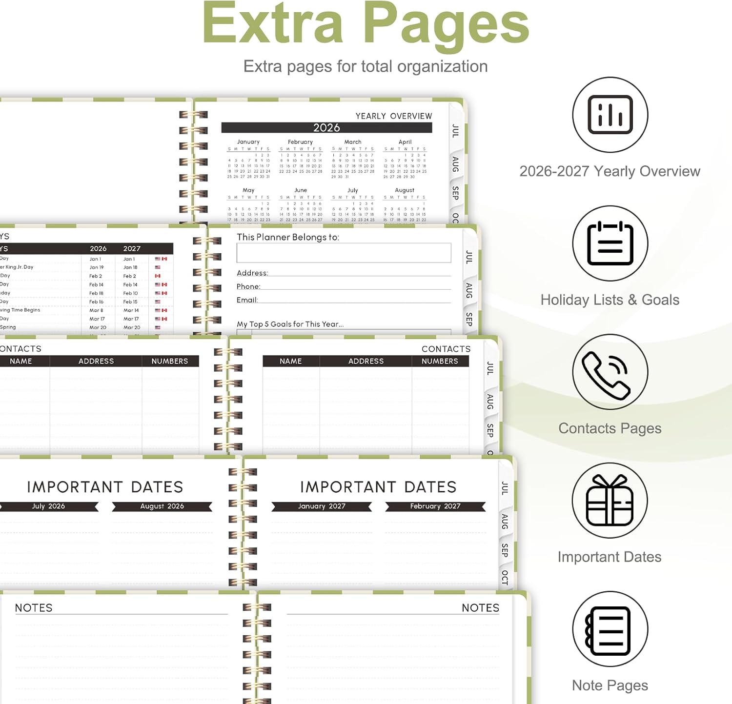 Planner 2026-2027, Weekly and Monthly Academic Year Calendar Planner, July 2026 - June 2027, Daily Agenda Book for Office School Supplies, A5(6.3'' x 8.5'') image 5