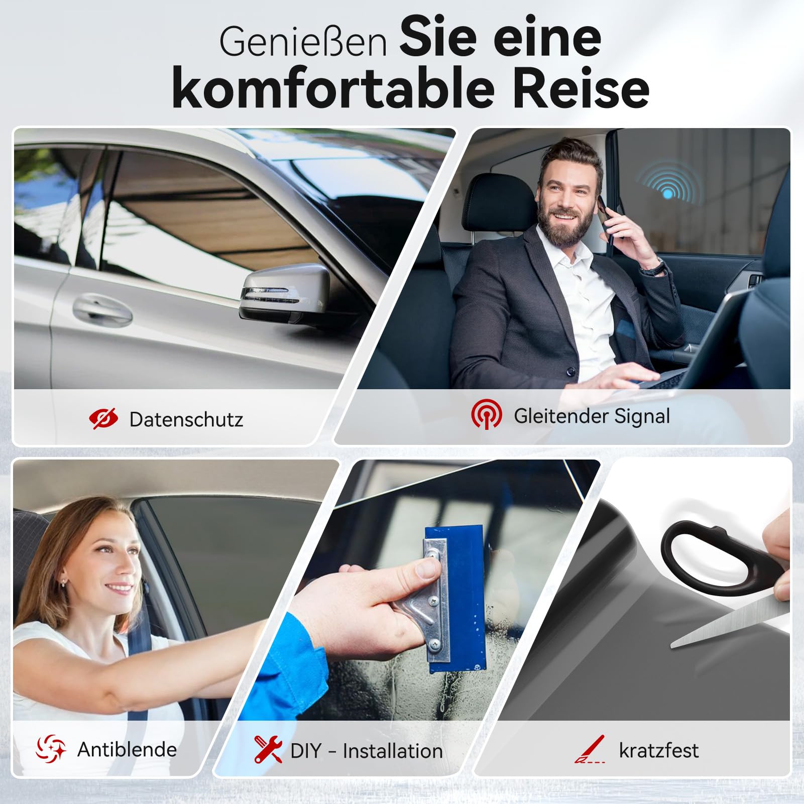 Vepagoo Tönungsfolie Auto, Scheibentönungsfolie Auto, 20% VLT - Länge: 610CM, Breite: 61CM, blockiert UV-/IR-Strahlen, Hitze und Blendung - Kratzfeste Autofensterfolie Heat & Glare