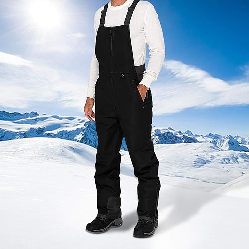 Miniatura 5 de BODOAO Pantalones de esquí para hombre, aislados, resistentes al agua, pantalones de esquí para nieve, overol de snowboard con aislamiento