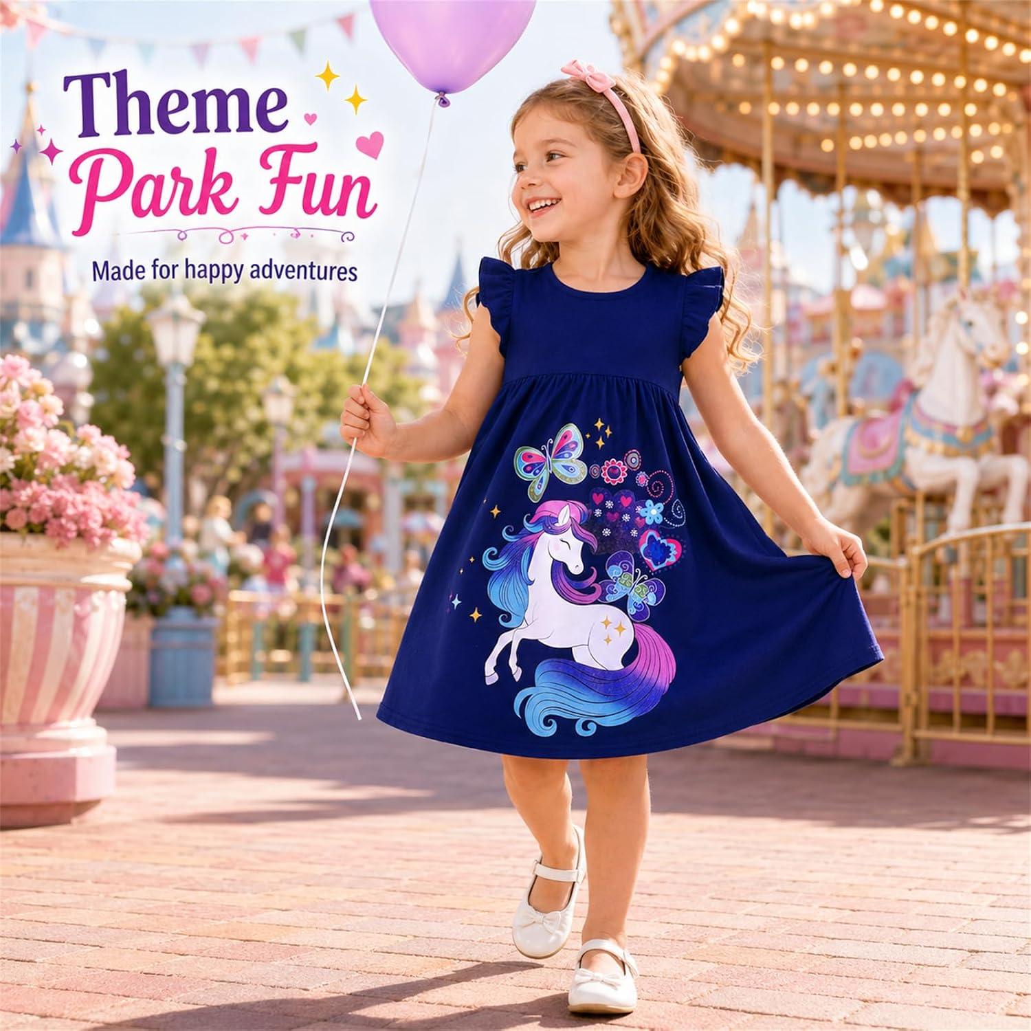 VIKITA Girls Dresses Summer Short Sleeve Clothes School Outfits for Kids 2-12 Years