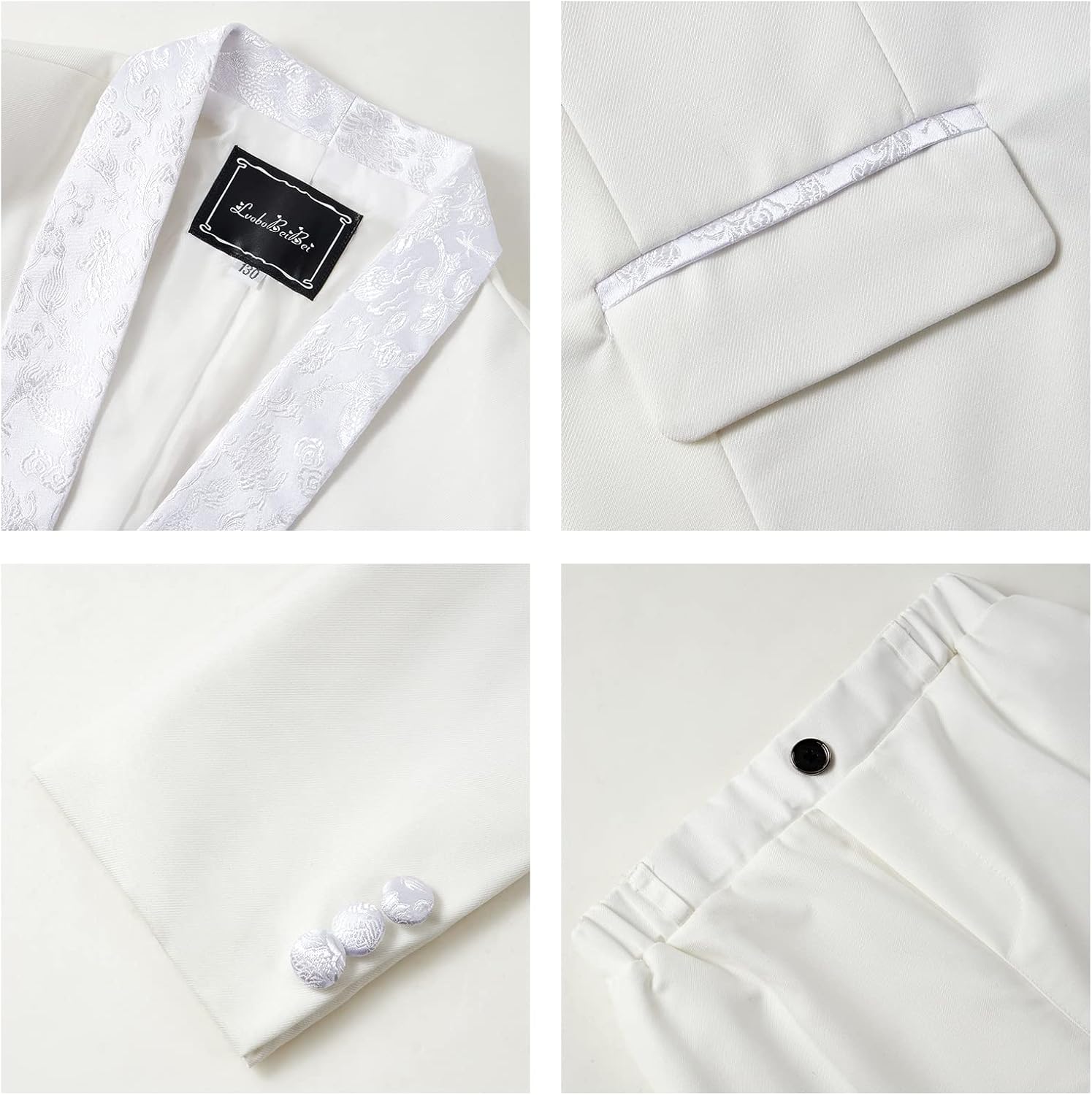 Boys Tuxedo Suit 3 Pieces Kids Formal Slim Fit Velvet Suits Set for Wedding Prom Party - Image 5