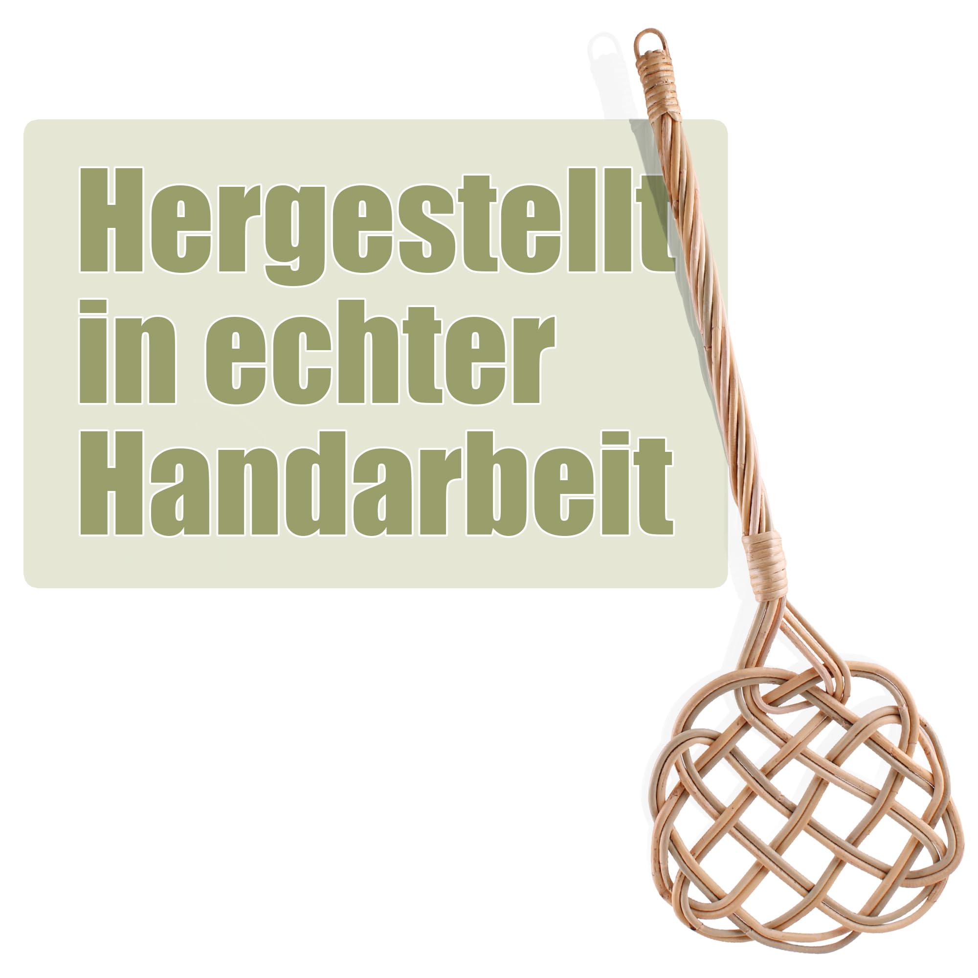 BigDean 2 Stück Teppichklopfer handgefertigt aus Rattan – stabil & robust