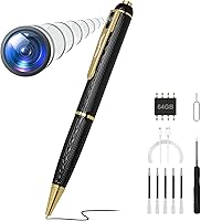 Vista 1 de Hidden Camera Pen 64GB 1080P Mini Camera Pen Small Camera, 600mAh Battery Loop Working Nanny Cam, Indoor Camera Security Camera for Safety., Black