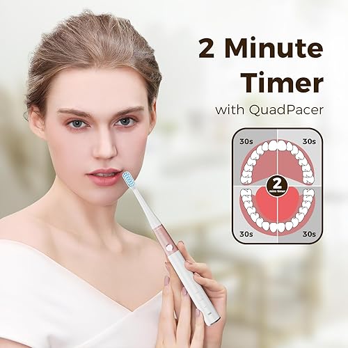 Miniatura 2 de ARPHA Cepillo de dientes eléctrico para adultos, ultrasónico, funciona con pilas, blanco, 3 modos, limpieza profunda, carga inalámbrica, IPX7