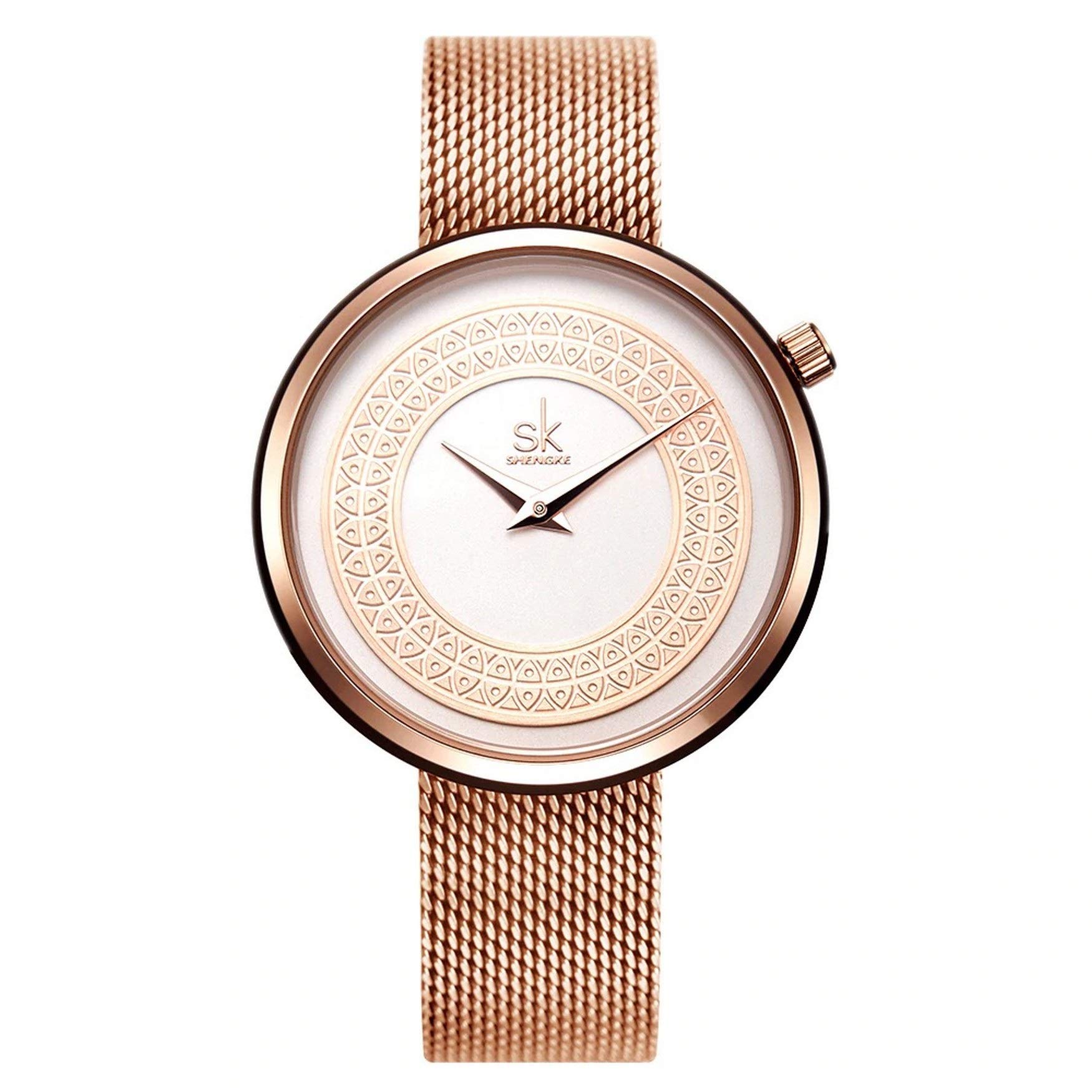 SHENGKERosegold Unique Designer Luxury Watch for Women & Girls, gold