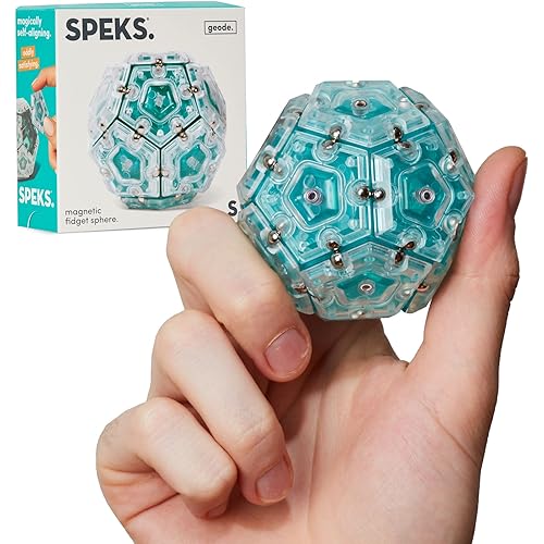 Speks Geode Sphere Magnetic Fidget Toy for Adults & Teens 14+ | Sensory Gadget for Stress Relief and Anxiety, Office Desk Toy Present, Christmas Gift, Holiday Stocking Stuffer | Aqua, 12-Piece Set