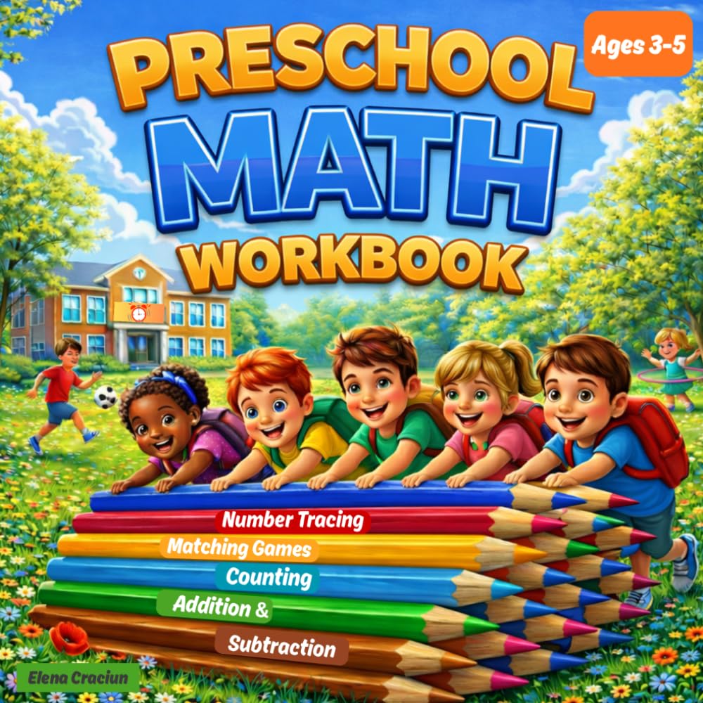 Preschool Math Workbook Ages 3-5: Number Tracing, Matching Games, Counting, Addition & Subtraction