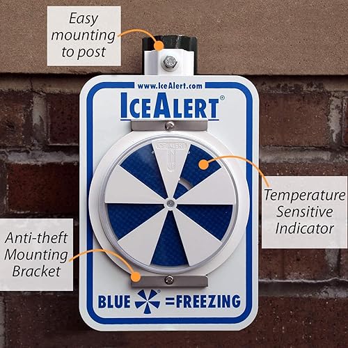 Miniatura 5 de SmartSign Señal de alerta de hielo, 12 x 7 pulgadas, indicador universal sensible a la temperatura con soporte de postsección, aluminio inoxidable