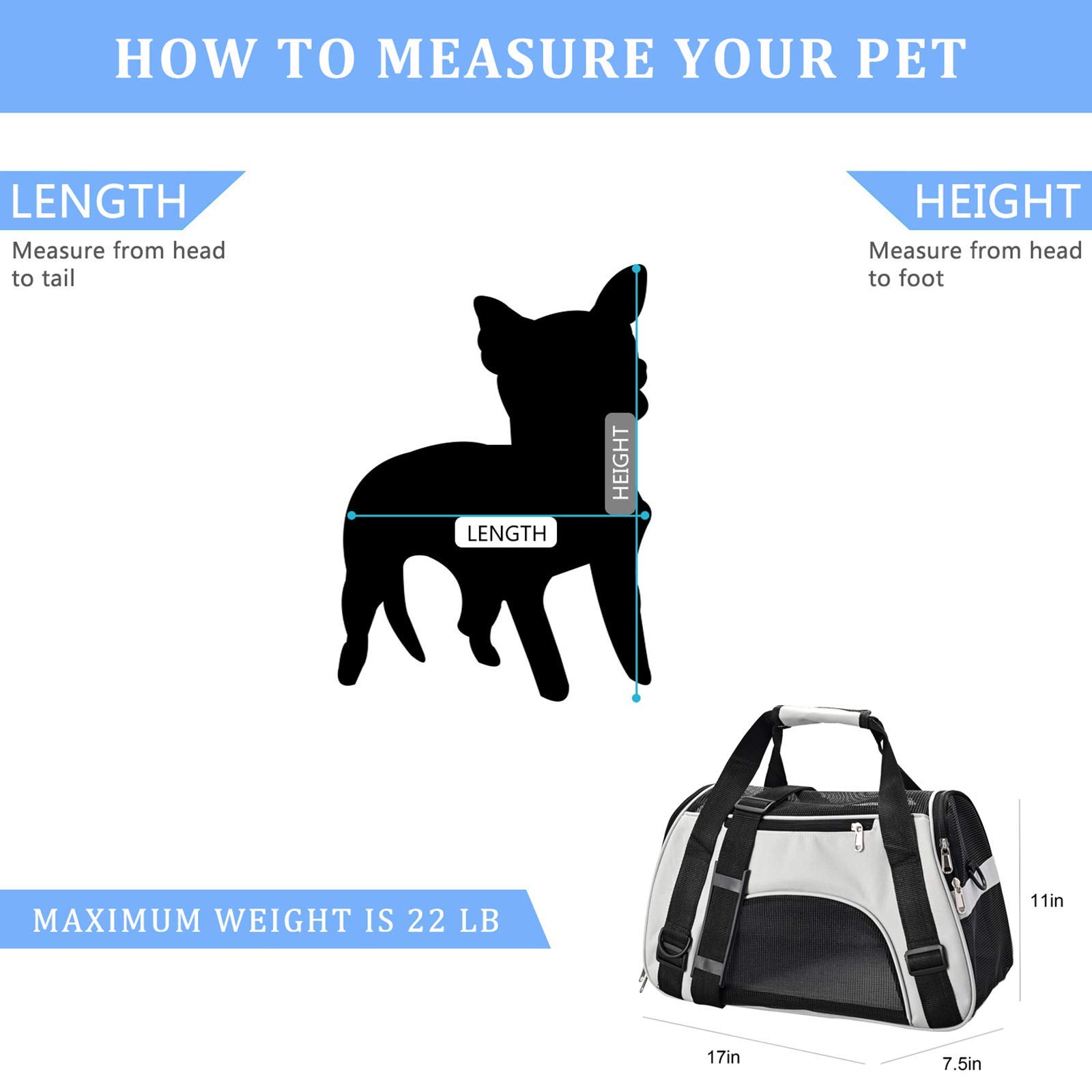 PPOGOO Pet Travel Carrier for Small Doga or Cats transports.gov.gn