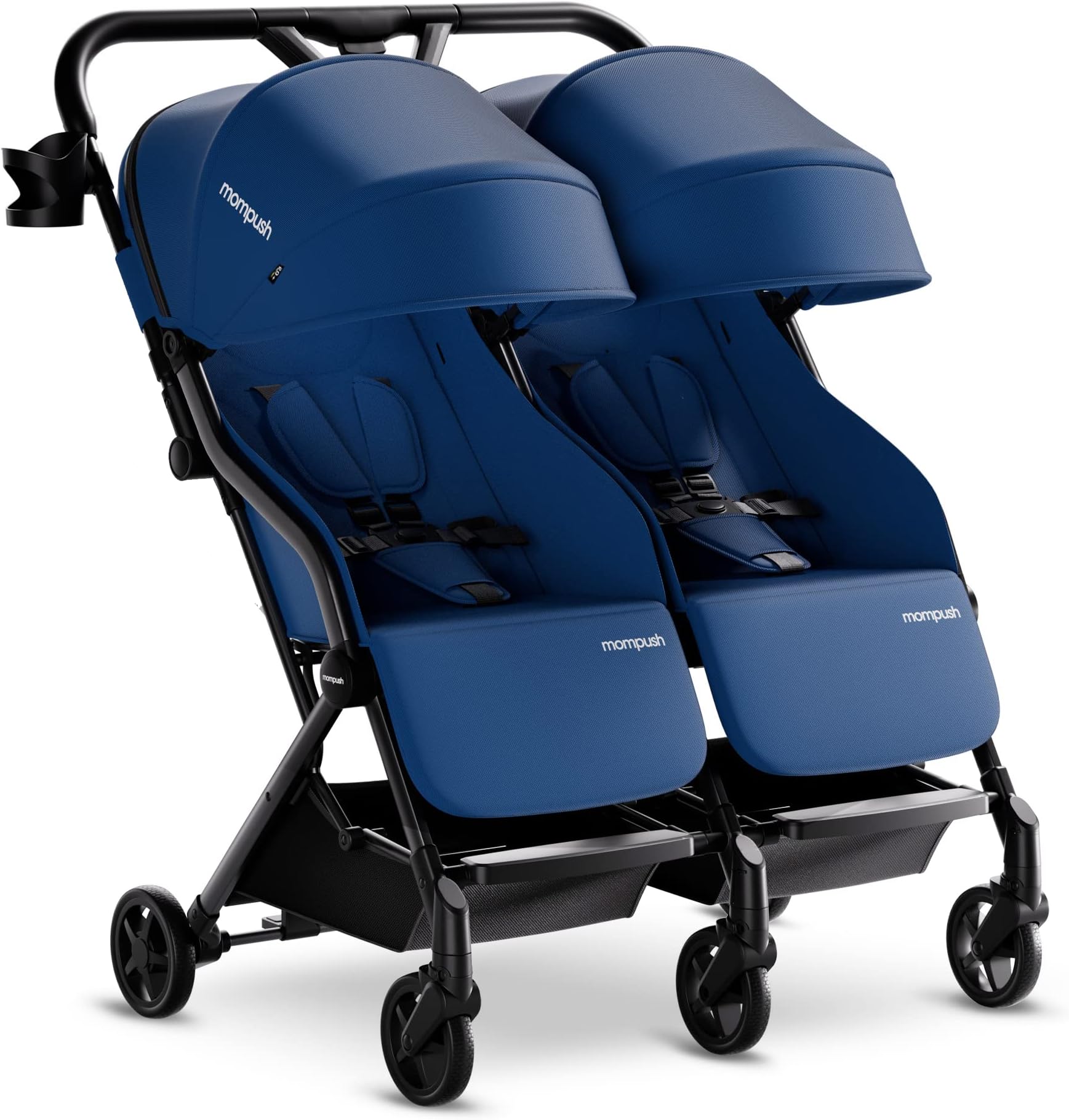 Mompush Lithe Double Stroller, Lightweight Side by Side Stroller for Newborn and Toddler, Easy Fold, Spacious Seats with Recline, UPF50+ Canopy