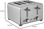 BELLA 4 Slice Toaster with Auto Shut Off - Extra Wide Slots and Removable Drop-Down Crumb Tray with Cancel and Reheat Function - For Texas Toast, Large Bread & Bagel, Stainless Steel