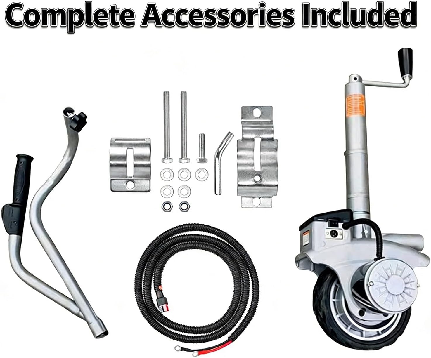 350W 12V Electric Motorized Jockey Wheel, 5000lbs Towing Capacity, 8'' Rubber Tire for Moving Trailer Caravan Boat, Safety & Durability