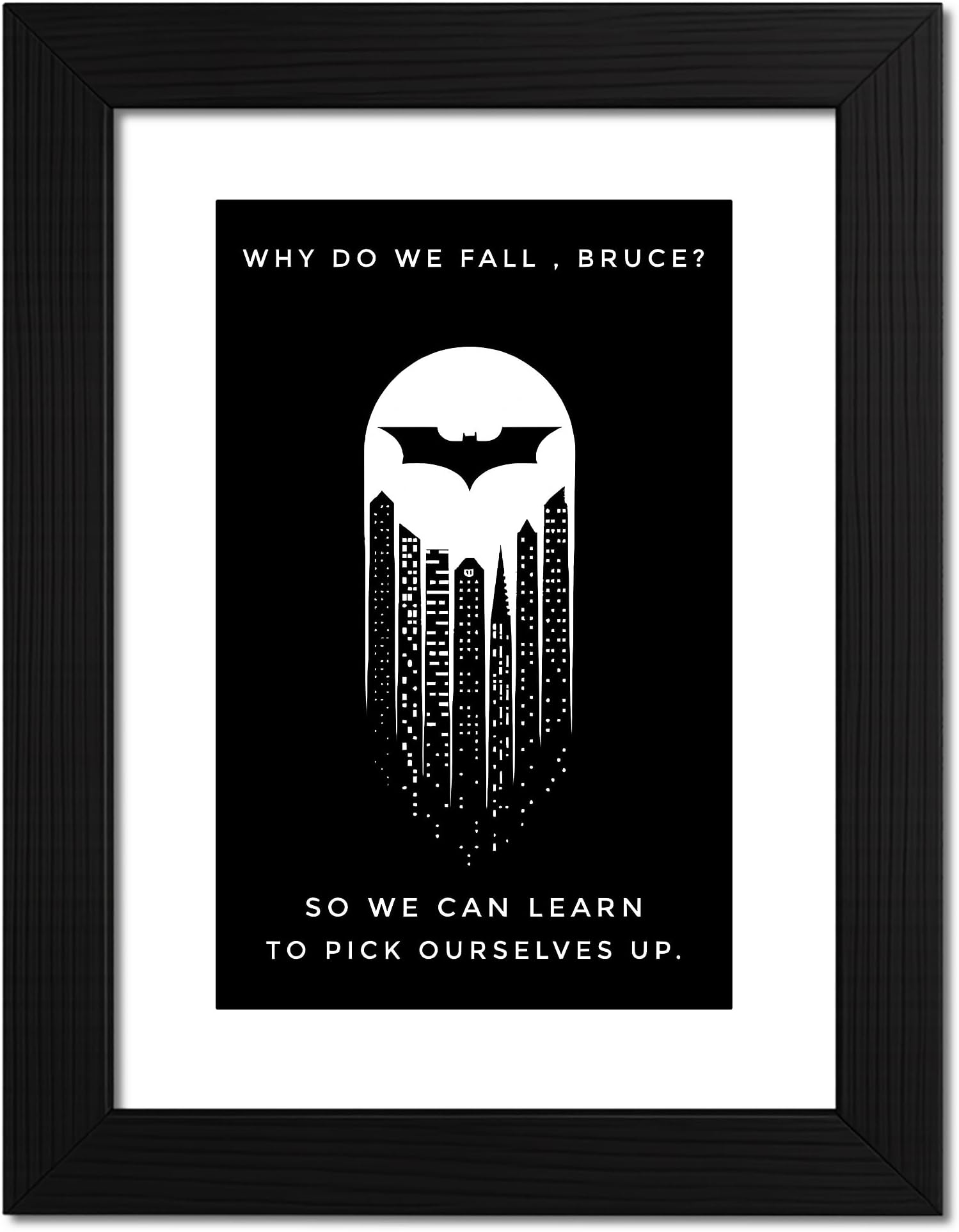 DmcreativityCraft Batman Quotes Poster with Frame DC Comics Posters for Wall Framed Wallpaper with 1 inch Black Frames for Living Room, Bedroom, Kids, Desk Decor (9 X 12 Inches)