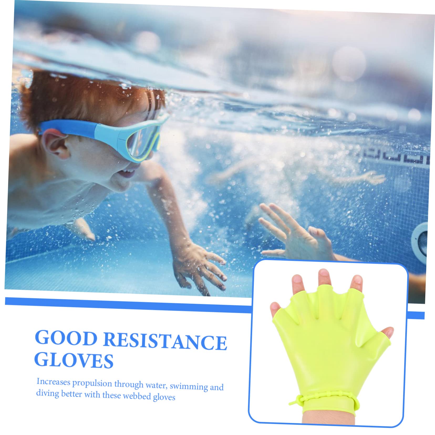 VANZACK 10pcs Silicone Swim Gloves for Boys and Girls Adjustable Webbed Paddles for Water Resistance Training Fluorescent Green Swimming Hand for Pool Fitness and Diving Activities