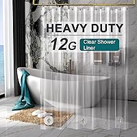 AmazerBath 12 Gauge Heavy Duty Clear Shower Curtain Liner 72x78" Weighted with 3 Stones & 12 Rust-Proof Grommets