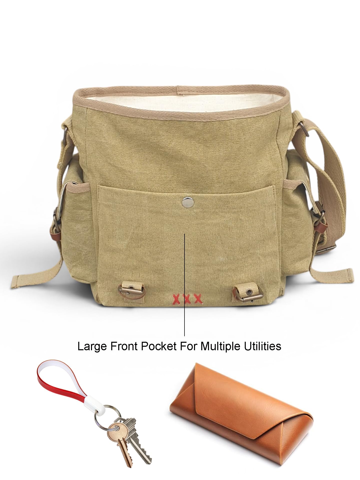 The House of Tara Olive Brown Cotton Canvas Sling Messenger Bag for Men and Women I Multipurpose Crossbody Bag I Travel Bag with Adjustable Strap | Unisex Sling Bag Crossbody Handbag for Office/Travel 4