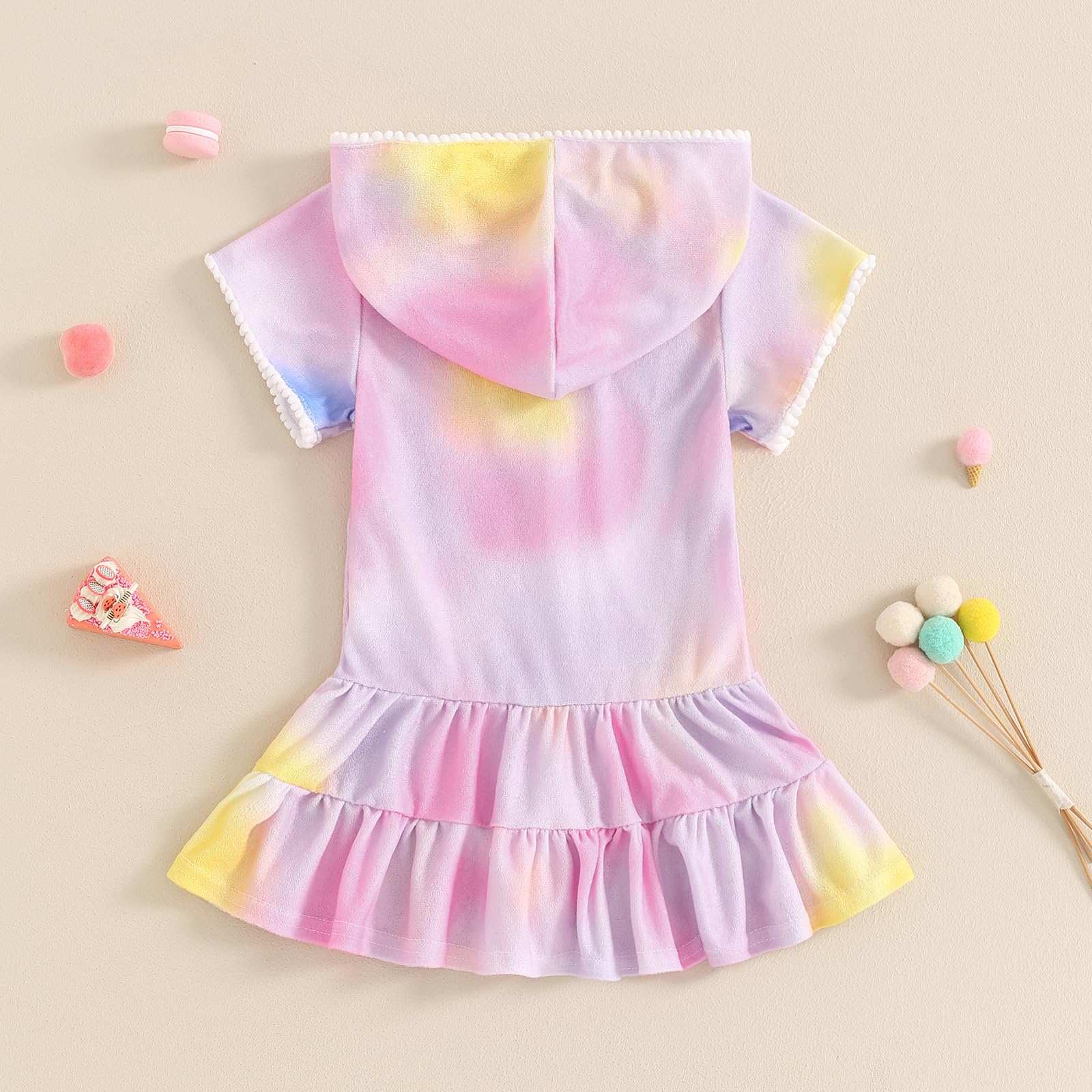 Gaono Baby Girl Swimsuit Cover Up Hooded Zip Up Beach Bathing Suit Towel Coverup Toddler Pool Robe Dress Swimwear (4 Tie Dye, 3-4 Years)