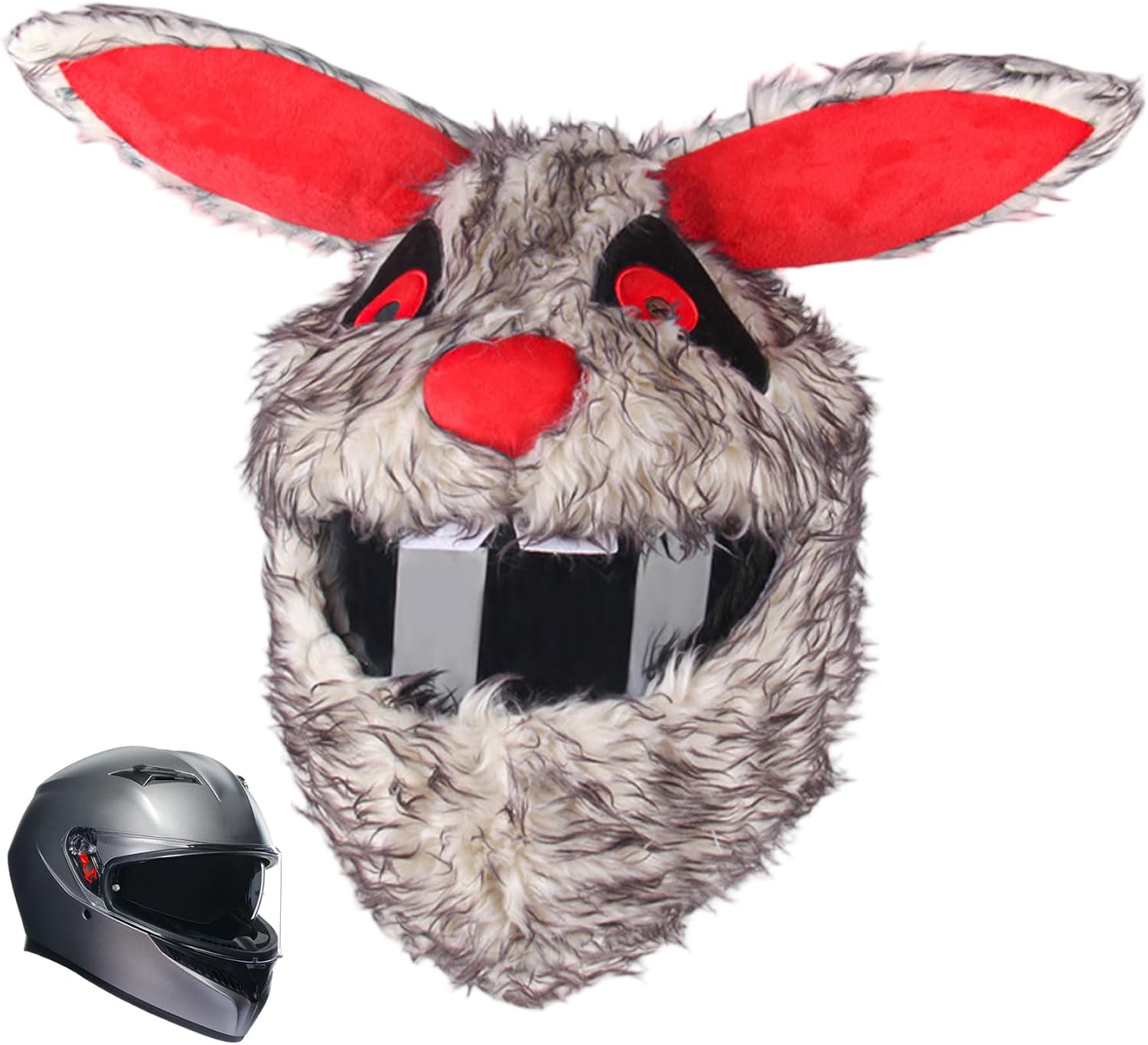 Bunny-Helm berzug Motorradhelm- berzug Flauschiger Pl sch-Cartoon-Teufel-Kaninchen f r Vollgesichts-Kopfbedeckung Schutzzubeh r f r Motorradpartys den t glichen Gebrauch