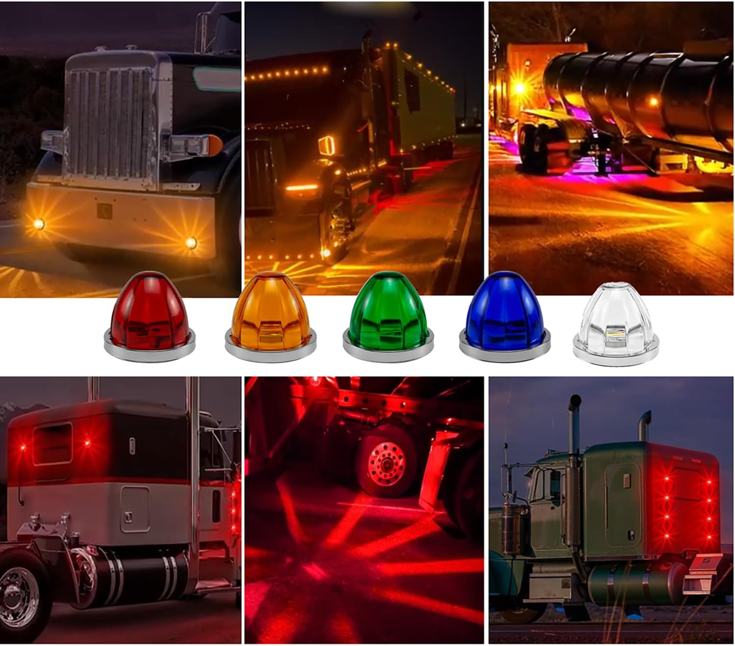 2pcs Watermelon LED Strobe+Constant Marker Lights with Bracket Dual Function Clearance Tail Top Cap Roof Lights for Trailer Truck Semi-trailer Heavy-duty Truck Bus Van (2pcs amber+brackets)