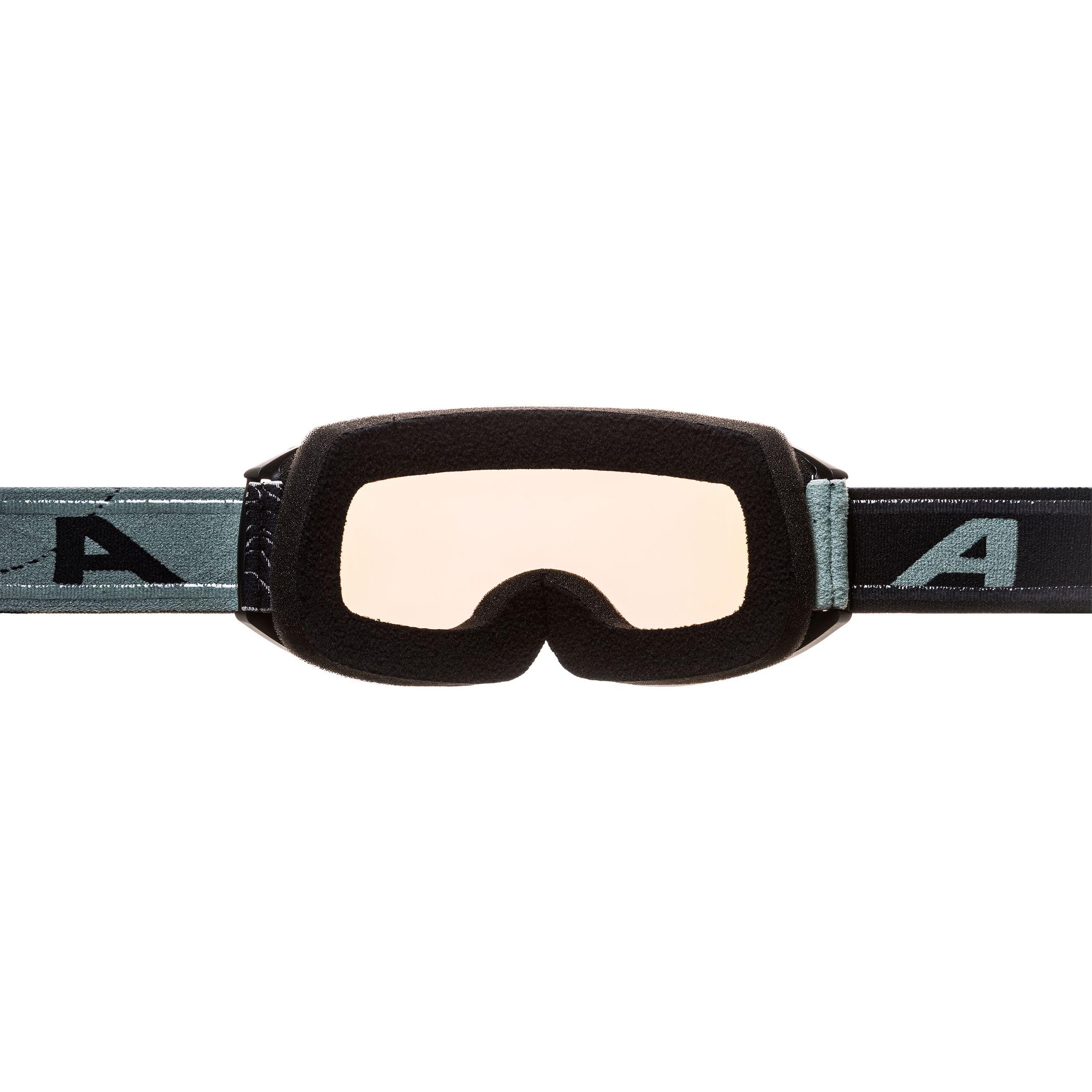 ALPINA NAKISKA Q-LITE - Maschera da sci OTG anti-appannamento, estremamente robusta e infrangibile, protezione UV 100% per adulti, black-willow-green matt