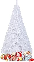 GOPLUS Artificial Christmas Tree 150/180/210/240 cm, Artificial Christmas Tree with Metal Stand & PVC Needles, Fir Christmas Tree, Artificial Tree for Christmas Holidays (Snow White, 210 cm)