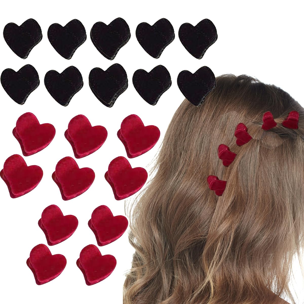 Mini Heart Hair Clips for Women Velour Heart Hair Claw