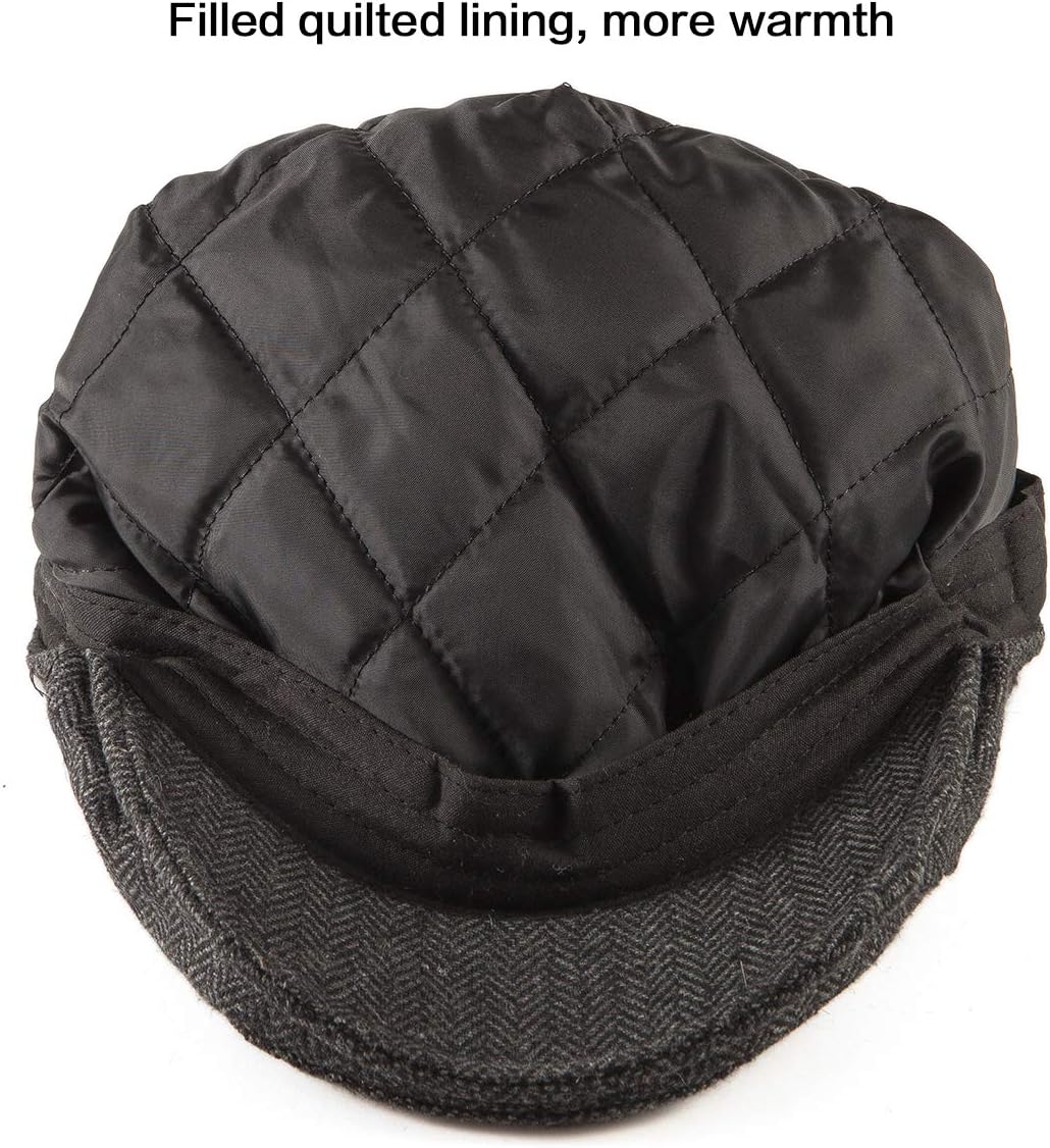 LADYBRO 2Pack Adjustable Newsboy Hats for Men Flat Cap Irish Cabbie Wool Blend Tweed