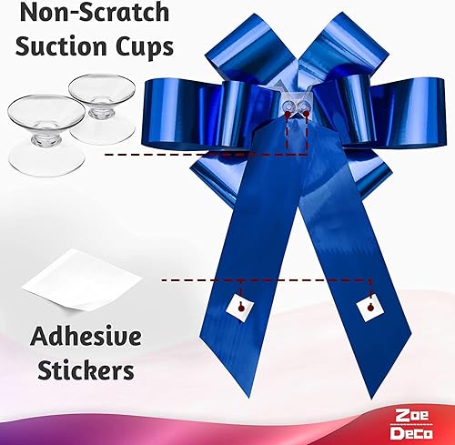 Miniatura 12 de Zoe moño con diseños para auto, color rojo, para regalo, lazo grande de 23 pulgadas para capota o parabrisas, moño con textura elegante.