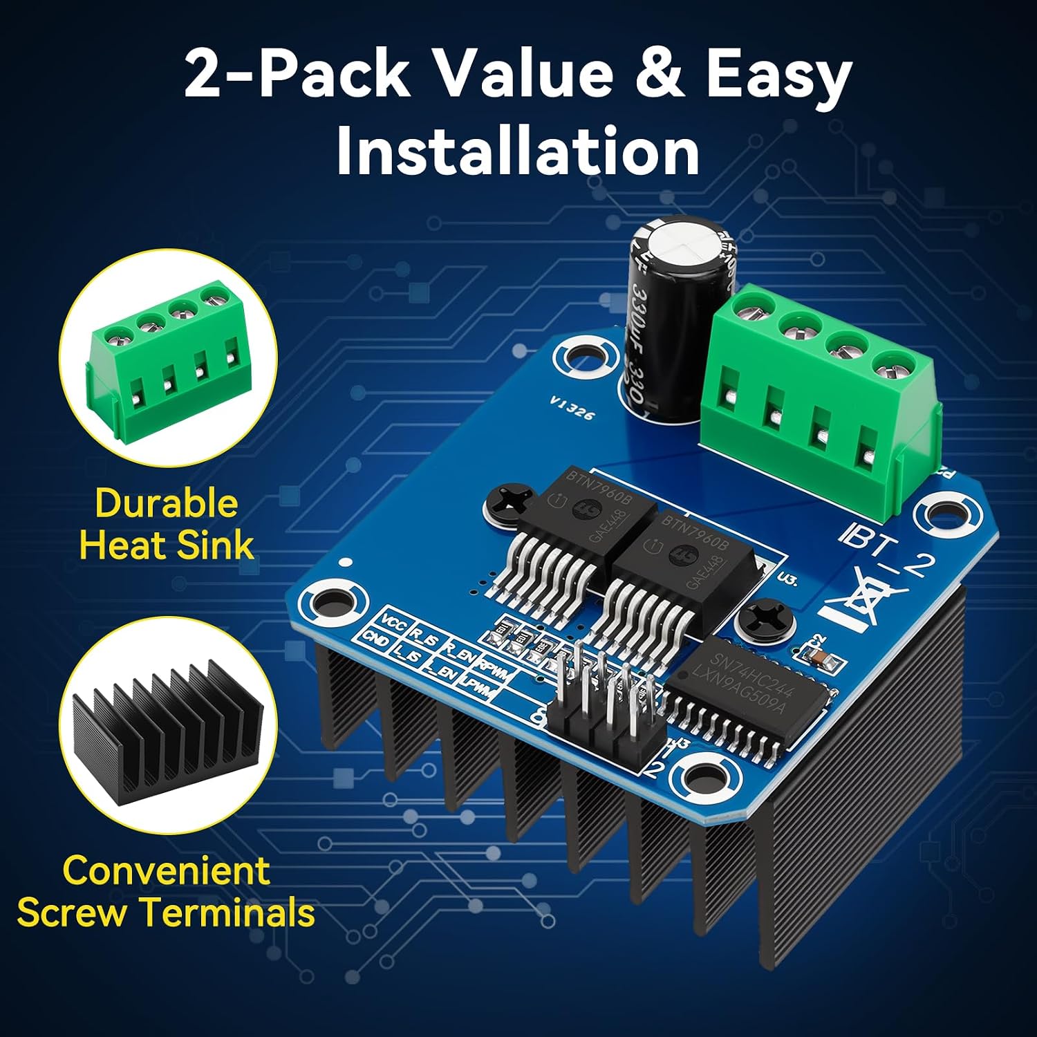 2PCS BTS7960 43A High Power Motor Driver Module DC 6-27V H-Bridge PWM Speed Controller Board for AR duino Smart Car Robot DIY Projects