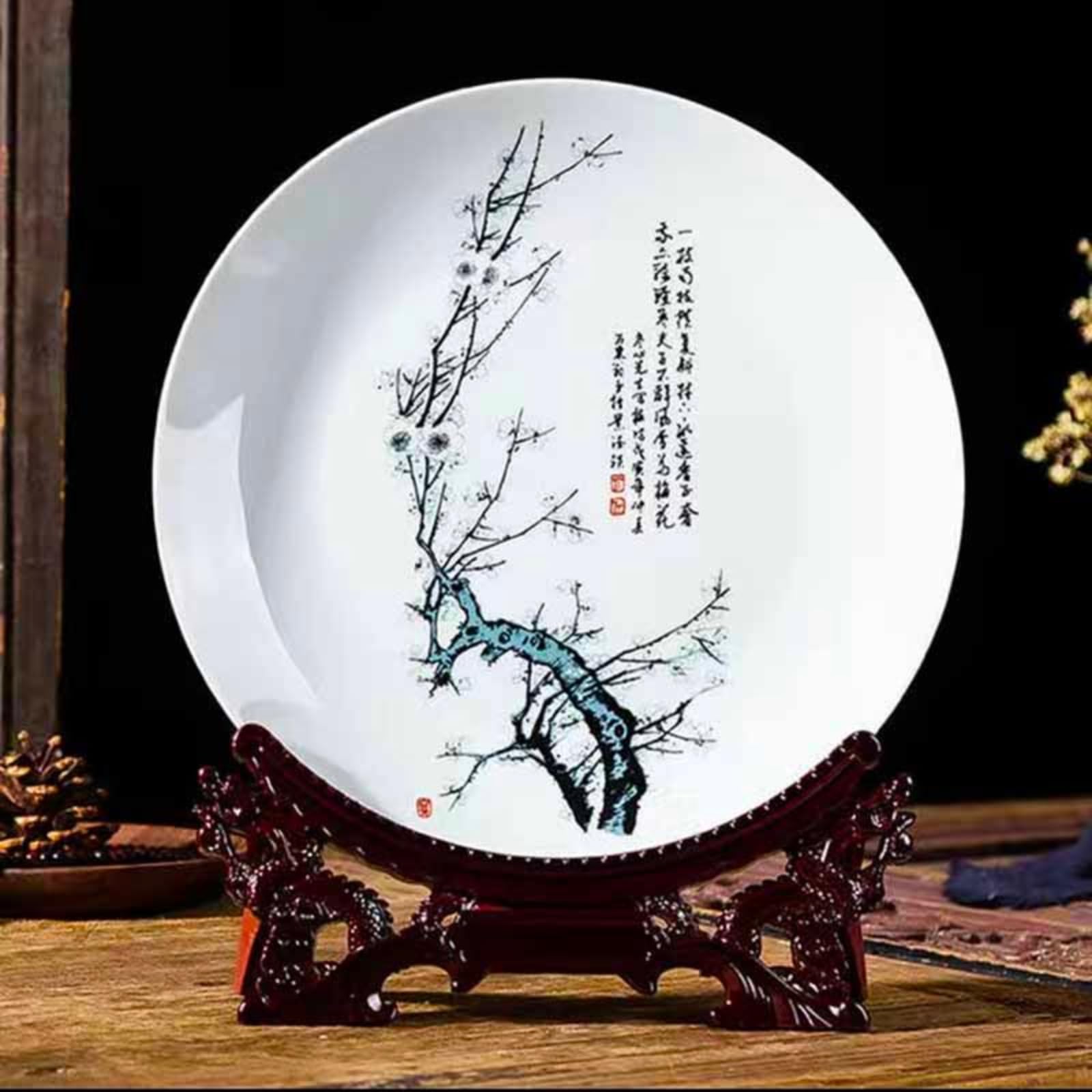 Plato de cerámica de porcelana de Jingdezhen de 26 cm exclusivo