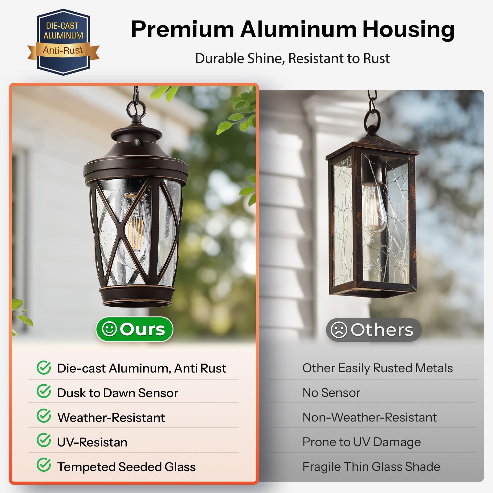VIANIS Dusk to Dawn Outdoor Hanging Light, Bronze Exterior Pendant Light — Amazon image 5