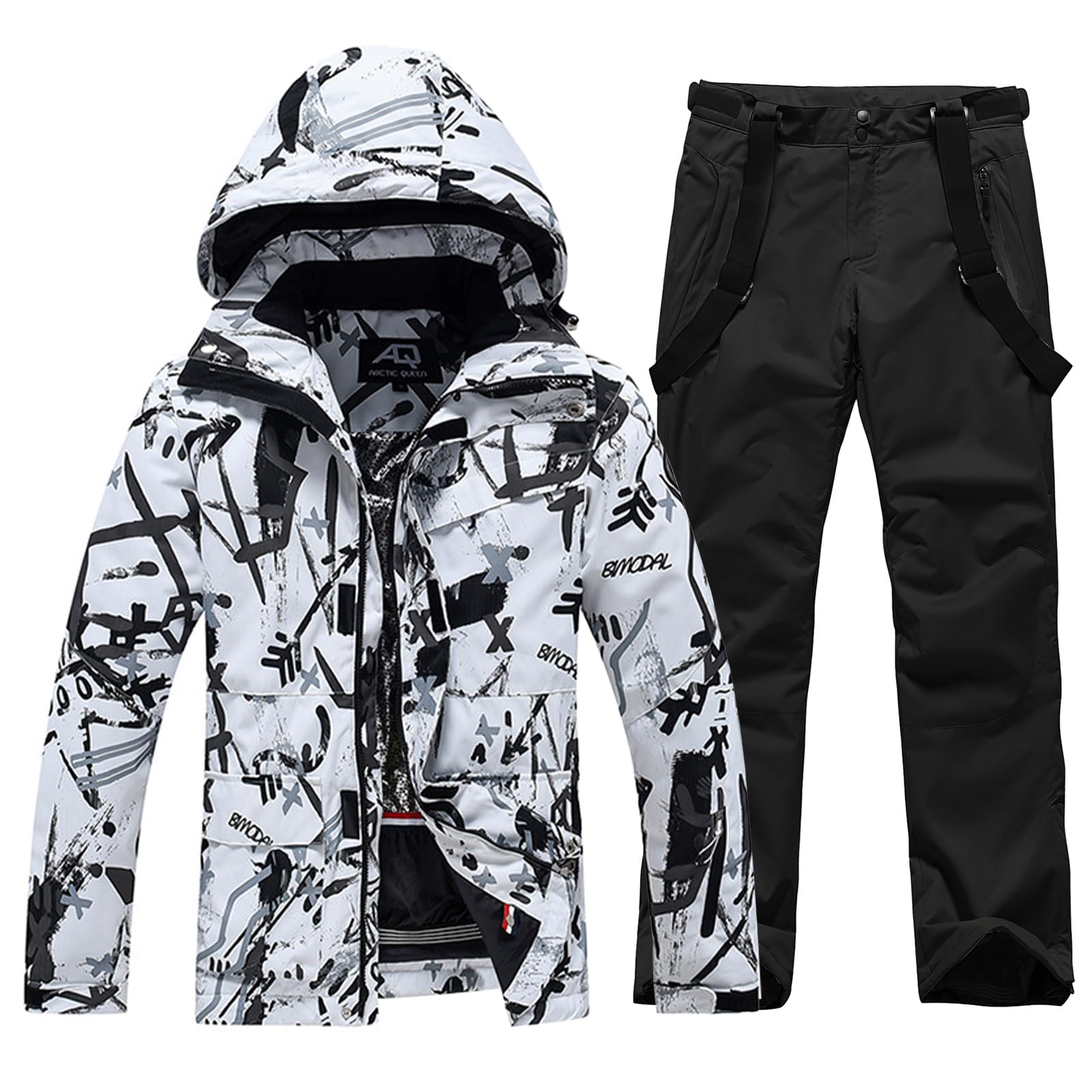ALSOGO Skianzüge Für Herren 2-teiliger Snowboard Sets Wasserdicht Winddicht Winter Warme Ski Jacke und Hosen Set Zum Skifahren Snowboarden Klettern