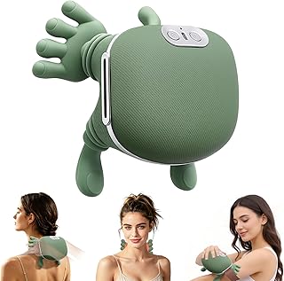 4D Nacken Massagegerät, Schulter Massagegerät für Nacken und Schultern mit Heizfunktion, 3 Geschwindigkeitsstufen, 2 Heizstufen (30°C/40°C), Massagegerät für Zuhause/Büro/Reisen/Geschenke Grün
