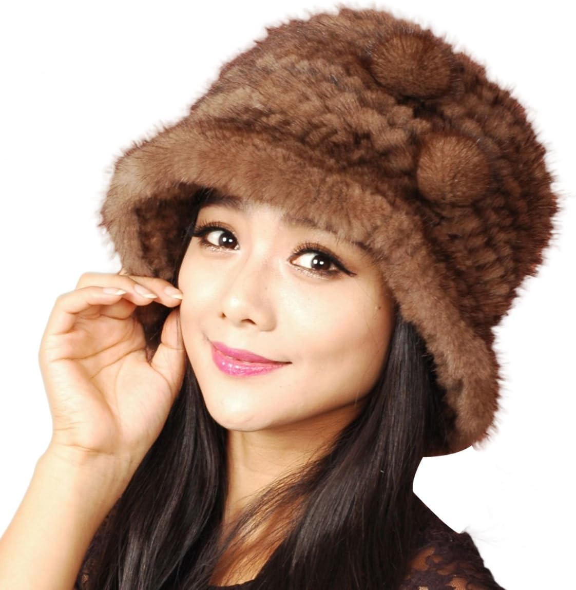 URSFUR Women's Mink Fur Floppy Hats Multicolor
