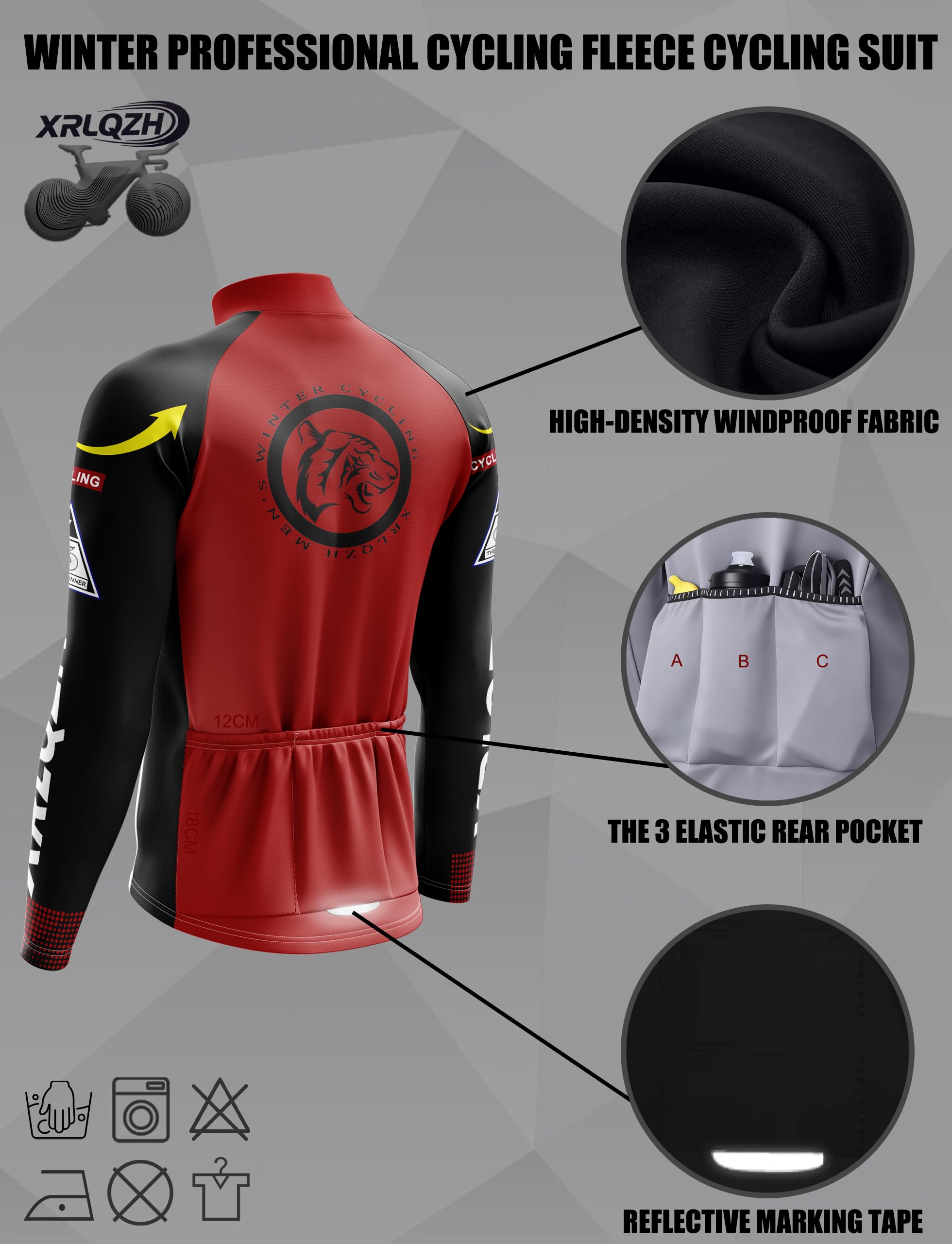 Maillot Ciclismo Hombre Invierno Ropa Bicicleta+ Culottes Bici 9D Gel Equipos Conjunto Ciclismo Manténgase abrigado Traje de Ropa de Bicicleta de Montaña MTB Ciclista