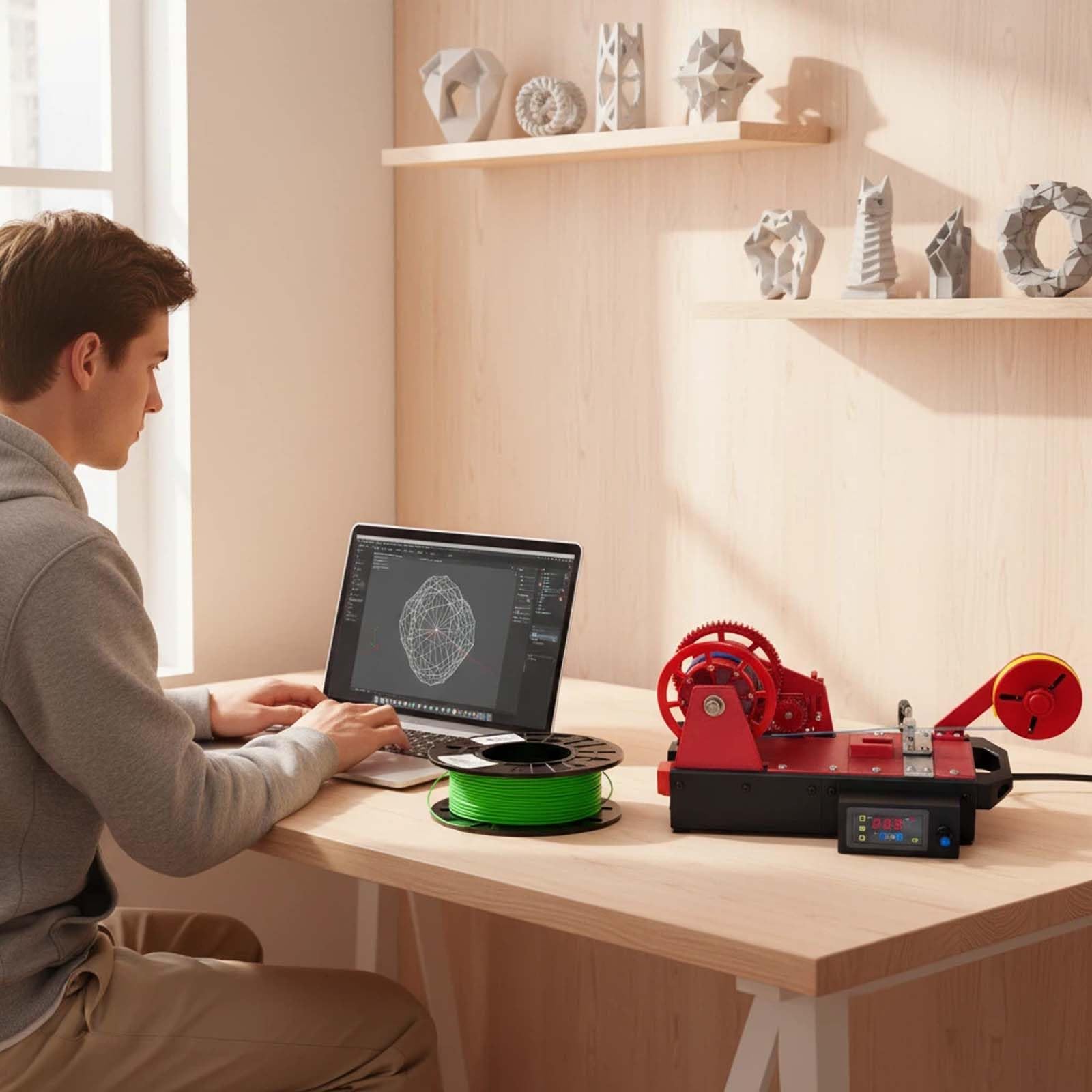Stacjonarna drukarka 3D z ekstruderem filamentowym - Maszyna do recyklingu plastikowych butelek, wytwórca materiałów eksploatacyjnych do druku 3D z cyfrową kontrolą temperatury i mosiężną dyszą