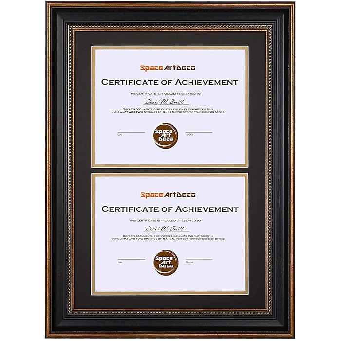 Buy Space Art Deco 14x20 Ornate Gold Black Design Double Certificate