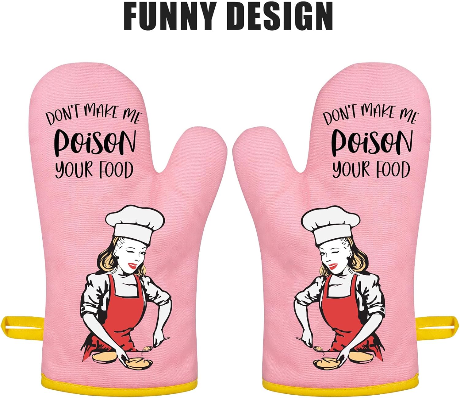 Miracu Funny Oven Mitts for Women, Fun Pink Cute Oven Mitt Set, Retro Baking Kitchen Mittens Stuff - Unique House Warming, Valentines Day, Birthday Cooking Gifts for Women Bakers Mom Wife Grilfriend - Image 2