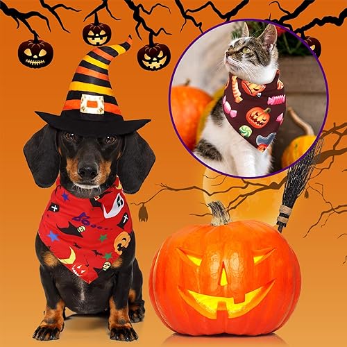 Miniatura 4 de Xuniea Paquete de 50 bandanas de Halloween para perro, bufanda grande para perro, pañuelo, accesorios para cachorros medianos y pequeños, disfraz de