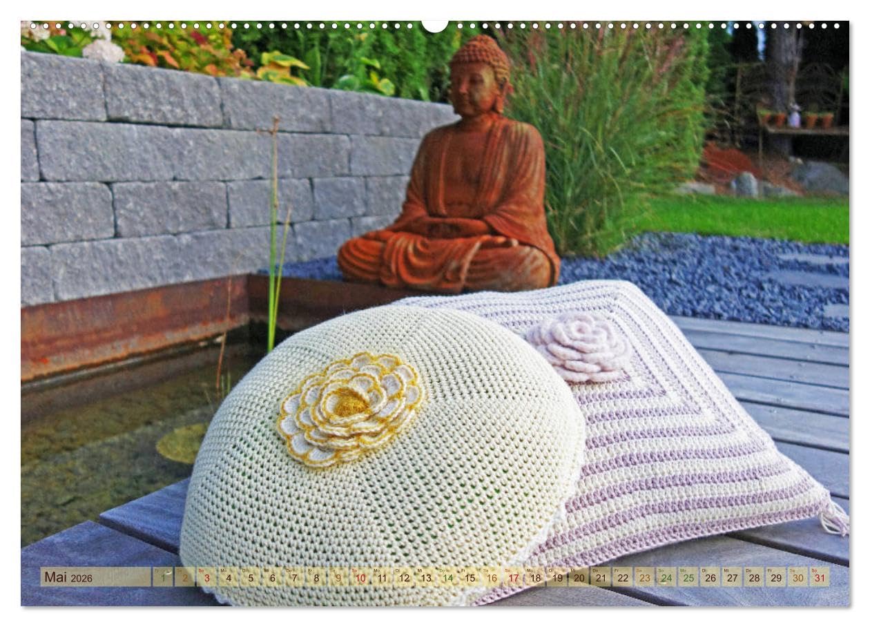 Häkelimpressionen - Gehäkelte Ideen für Haus und Garten (hochwertiger Premium Wandkalender 2026 DIN A2 quer), Kunstdruck in Hochglanz: Kreative und ... Häkeleien für jeden Monat. (CALVENDO Hobbys)