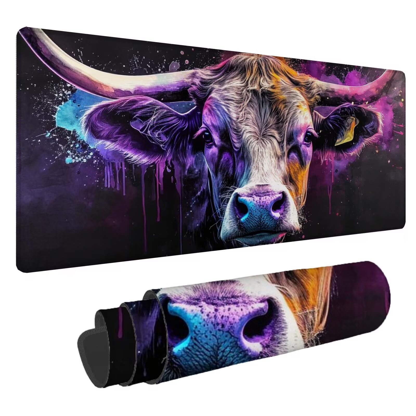 Kolorowa podkładka pod mysz XXL wołowina 1600 x 800 x 4 mm podkładka pod mysz do gier, duża wodoodporna antypoślizgowa podkładka na biurko, podkładka pod mysz szyte krawędzie dla graczy, komputera,