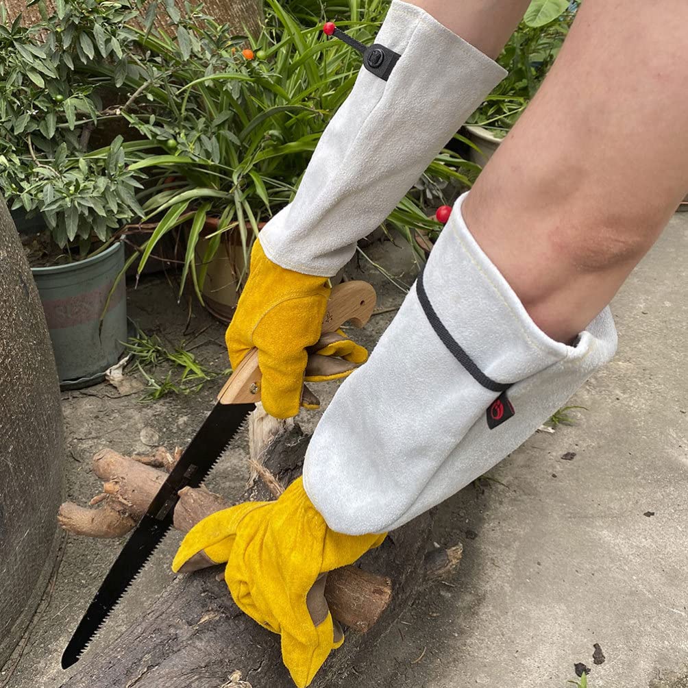 Happyyami Guanti Da Giardinaggio in Pelle Bovina Ispessita Guanti Protettivi Antispine Per Giardinaggio Resistenti All Usura Per Piantagione e Diserbo