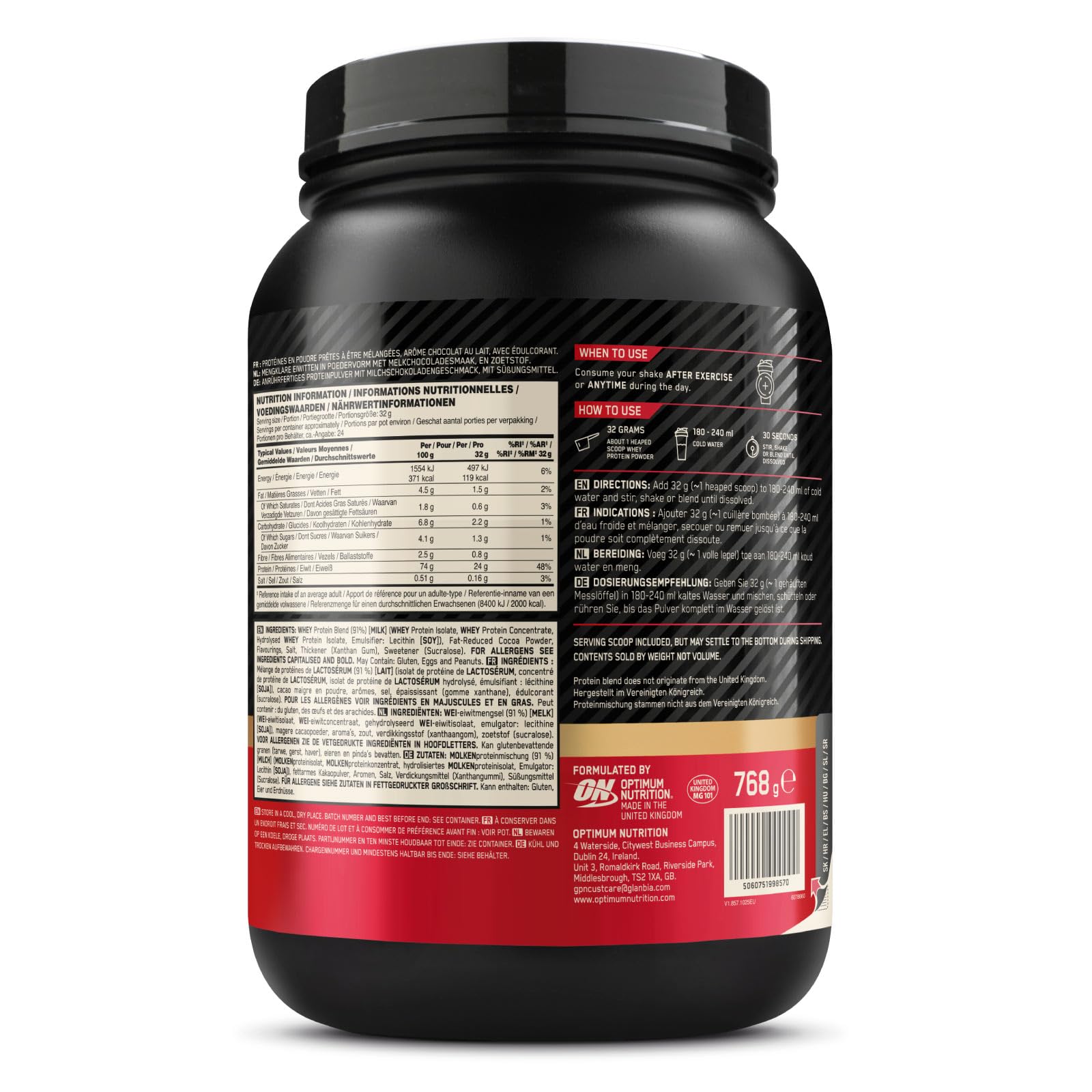 Optimum Nutrition Gold Standard 100% Whey Eiweißpulver mit Aminosäuren Milchschokolade 768g 24 Portionen + Serious Mass Protein Whey mit Kreatin Schokolade 2,73kg 8 Portionen + Shaker