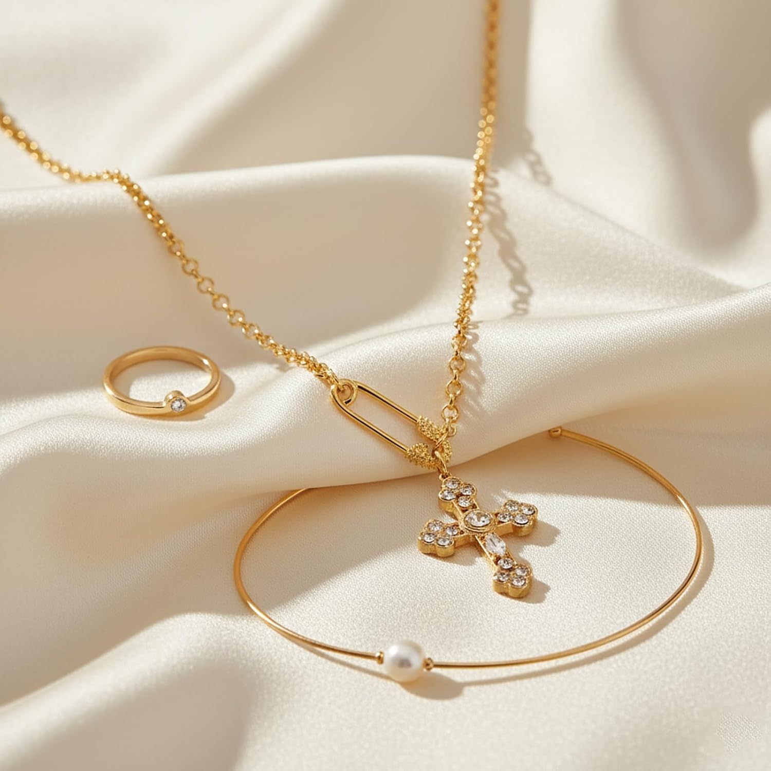 Gold Cross Necklace for Women Dainty 14K Gold Plated Cross Pendant Necklace Trendy Faith Charm Necklaces for Women Easter Religious Jewelry Christian Gifts - Image 5