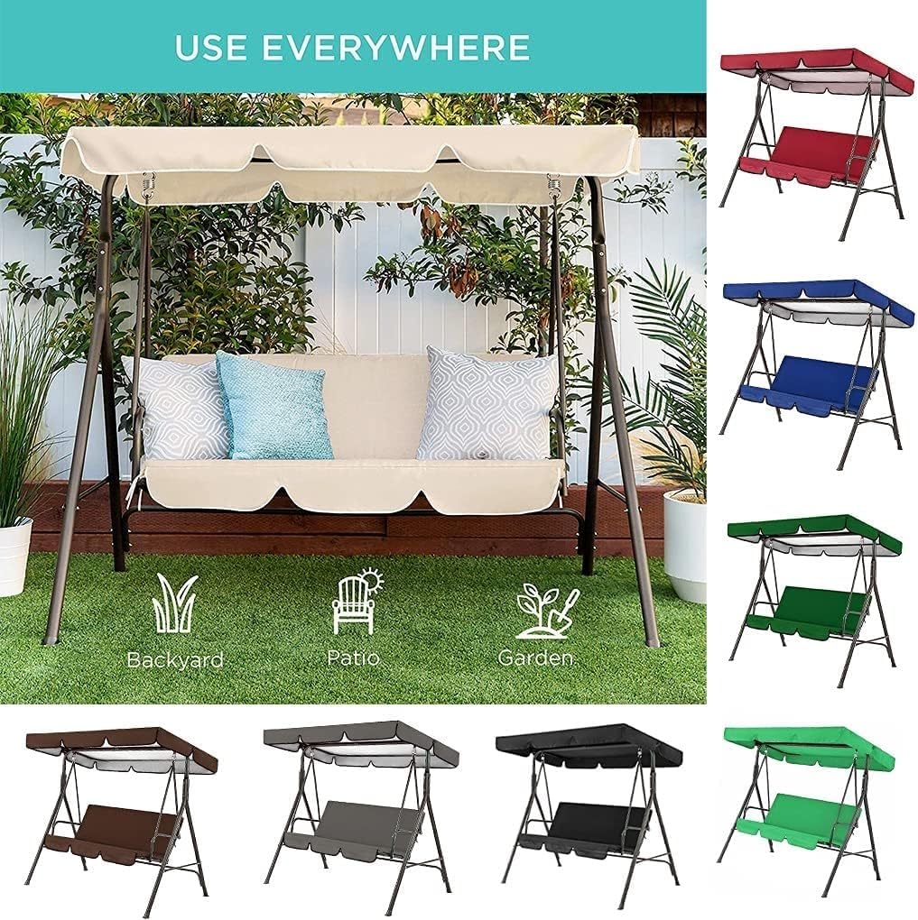 Juego De Cubierta para Columpio De Patio Funda De Asiento De Jardin Toldo De Repuesto para Silla De Columpio Tela Oxford 210D Impermeable(Brown,195x125cm/77x49in)